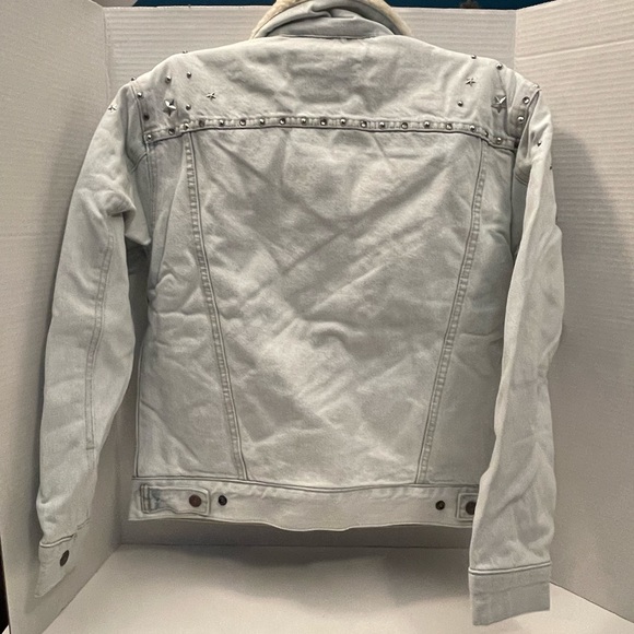 Ex-boyfriend Trucker Jacket Sherpa Lining Star Studded - Picture 10 of 16